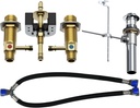 S9000 Series Brass Construction Rough-In Valve with Drain Assembly Compatible with Moen Widespread Bathroom Sink Faucet (Three Hole), 1/2-Inch IPS Connections