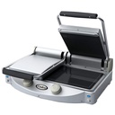 Cadco CPG-20 25" Double Panini Grill w/Black Glass-Ceramic Grill Surfaces and Ribbed Top Plate for Restaurant Hotel Food Truck Concession Kiosk, Stainless Steel, 208-240V, 3200W, NSF