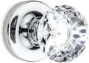 Privacy Diamond Round Brilliant Crystal Door Knobs Polished Chrome Round Rosette