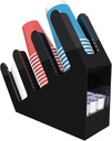 WINFFOR 3-Compartment Disposable Cup Holder - Cup and Lid Holder with Straw Organizer Black Acrylic Cup Dispenser with Coffee Pod Storage for Coffee Station Bar Countertop Restaurant Breakroom