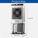 Commercial Evaporative Air Cooler Fan,Industry Humidifier,3 in 1 Air Conditioner,Large Water Tank,3 Speeds,for Indoors,Outdoors