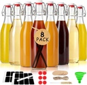 Ruckae 8 Pack 16oz Swing Top Glass Bottles with Air Tight Lids Kombucha Coquito Flip Top Glass Bottle Kefir Syrup Vanilla Extract Beer Brewing Bottles for Gift (16 oz 8 pack)