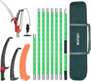 VEVOR Manual Pole Saw, 3.87-27 ft Extendable Pole Tree Pruner with Scissors, Sharp 65Mn Steel Blade, Lightweight Fiberglass Handle Pole, for High Branch Trimming, Pruning Tool for Palms and Shrubs