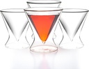 LEMONSODA Stemless Martini Cocktail Glasses Set of 2 for Margaritas, Espresso Matinis, Manhattans, Cosmopolitans, Home Bar, Birthdays, Housewarming Gift, Crystal Clear 8 OZ (wo/Ring, Set of 32)(2037)