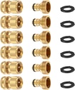 Garden Hose Quick Connector, Solid Brass 3/4 Inch Thread Fitting No-Leak Water Hose Female and Male Easy Connect (6 Sets)