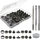 Raydodo 12 Set Leather Snap Fasteners Kit, 15mm Metal Snap Buttons Kit Press Studs with 4 Install Tools, Rivets and Snaps for Clothing, Jeans, Jackets, Bracelets, Bags (Black)