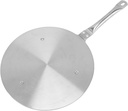 Induction Plate, 24cm Stainless Steel Heat Diffuser Plate with Handle Induction Cooker Even Heat Distribution Anti Scalding Handle 3 Layer Energy Saving Plate