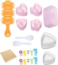 Qivine Onigiri Mold Set, 21Pcs Rice Molds for Kids, Musubi Maker Kit, Rice Ball Mold Shaker, Classic DIY Rice Ball Mold Maker Sushi Mold for Lunch Bento Box Accessories Home School