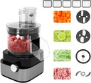 4.5 Quart Commercial Food Processor 600W Electric Vegetable Dicer Slicer Shredder Chopper 5-in-1 Professional Veggie Grater Multifunctional Meat Grinder Blender with 5 Grid Blades & 4 Blade Discs