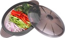 Microwave Steamer Cooker Collapsible Bowl-Silicone Steamer Cookware with Handle Lid for Vegetables Fish Prep Meal Food with Removable Rack BPA Free, Easy to Store, Freezer & Dishwasher Safe, Large