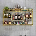 Floating Wine Glass Holder Shelf Wall Mounted Liquor Bottle Display Rack for Kitchen Bar Decor Metal Wine Shelves with Wine Glass Holder Perfect for Wine Cellar Organization (d 180x80x15c (d 1
