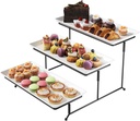 Gibson Elite Gracious Dining 3-Tier Serving Display Stand, Rectangular White Porcelain Plates, Tiered Serving Display - Elegant Food Presentation Display for Parties, Catering, Entertaining Events