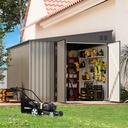 AECOJOY Shed Lean to Storage Shed, Large Outdoor 8' x 10' Metal Wall Side Bike Shed & Outdoor Storage, Garden Storage Cabinet for Backayrd, Patio and Outdoor Use in Grey