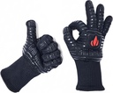 GRILL HEAT AID BBQ Grill Gloves 1472°F - Extreme Heat Resistant Oven Mitts for Grilling, Smoker & Fire Pit with Silicone Grip & EN407 Cut Resistance - Mid Cuff, Black