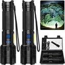 Flashlight Rechargeable 99,000 High Lumen - 2 Pack LED Flash Light with COB, 7 Modes Powerful Handheld Flashlight for Home, Camping (2)