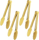 4 Pack Gold Serving Tongs XEVOM Buffet Tongs Serving Utensils Salad Tongs Stainless Steel Gold Plated Buffet Serving Tongs,9 Inch