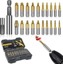 Damaged Screw Extractor Set: 22PCS Titanium Broken Bolt Extractor Kit - Easy Out Stripped Screw Extractor Kit for Easy Removal of Rusty & Broken Hardware High Speed Steel Gifts for Men