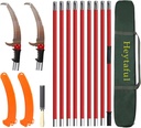 Manual Pole Saw 30 FT Extendable Tree Pruner High Branches Trimming for Pruning Palms and Shrubs with Long Handle (Red)