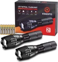 Esgofo LED Flashlights 2 Pack Bright Powerful EDC Handheld Flash Lights, High Lumens Pocket Linterna, 5 Modes, Waterproof, for Gift Survival Emergency Camping