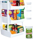 TidyFriend Stackable Storage Bins for Pantry 11.4" x 11" x 19.7"- 3 Tire Stackable Bins for Organizing Food, Kitchen, and Bathroom Essentials (White)