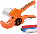 Kerry PVC Pipe Cutter, Up to 2-1/2" O.D. Ratcheting Heavy-Duty PEX POLY PE Plastic Hoses and Plumbing Tube Cutting Tool, Stainless Steel Blades, Thicken Aluminum Body Efficient Extended Handle