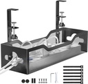 Under Desk Cable Management Tray No Drill, Metal Mesh Cable Management Under Desk with Clamp Mount, 2 Hole Cable Tray with Wire Management and Cord Organizer for Home Office Standing Desk