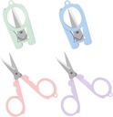 4Pcs Mini Folding Badge Reel Stainless Steel Scissors with Safety Cap - Travel Scissors, Mini Shear, Tiny Cutter for Cutting, Scrapbooking, Crafting, Sewing, Home and Travel Use