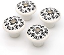 LXZ 4 PCs Vintage Style Round Ceramic Knobs Handles Pulls for Cabinet Drawer Door