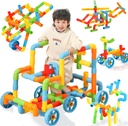 RAINBOW TOYFROG Fun Plus Size 156 Piece Pipe Building Blocks Set for Kids 4-8, Toddlers, Daycare - Educational STEM Interlocking Pipes, Tubes, Construction Blocks. Makes Variety of Cars & Push Toys